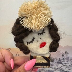 Handcrafted Wool Brooch, Tiki girl, hula girl, Hawaiian dress